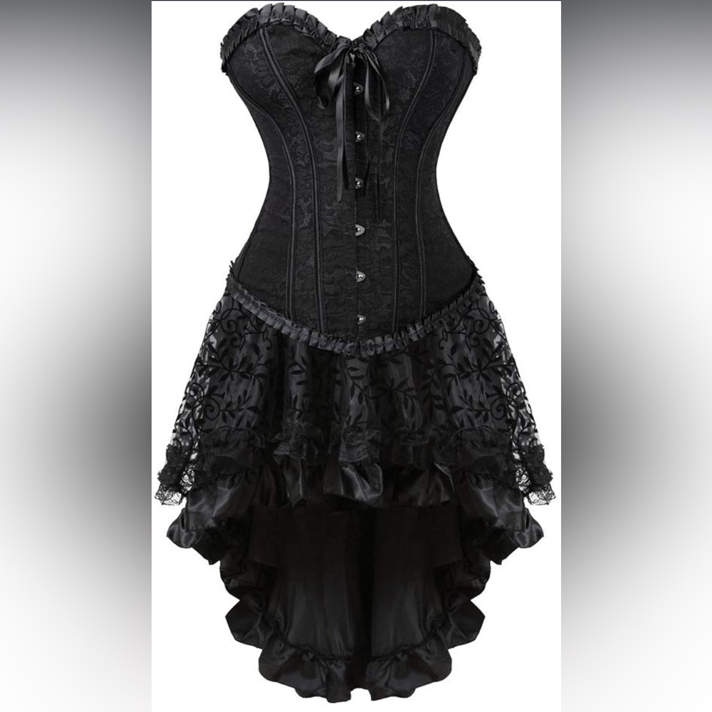 Chic Black Lace High-Low corset costume dress